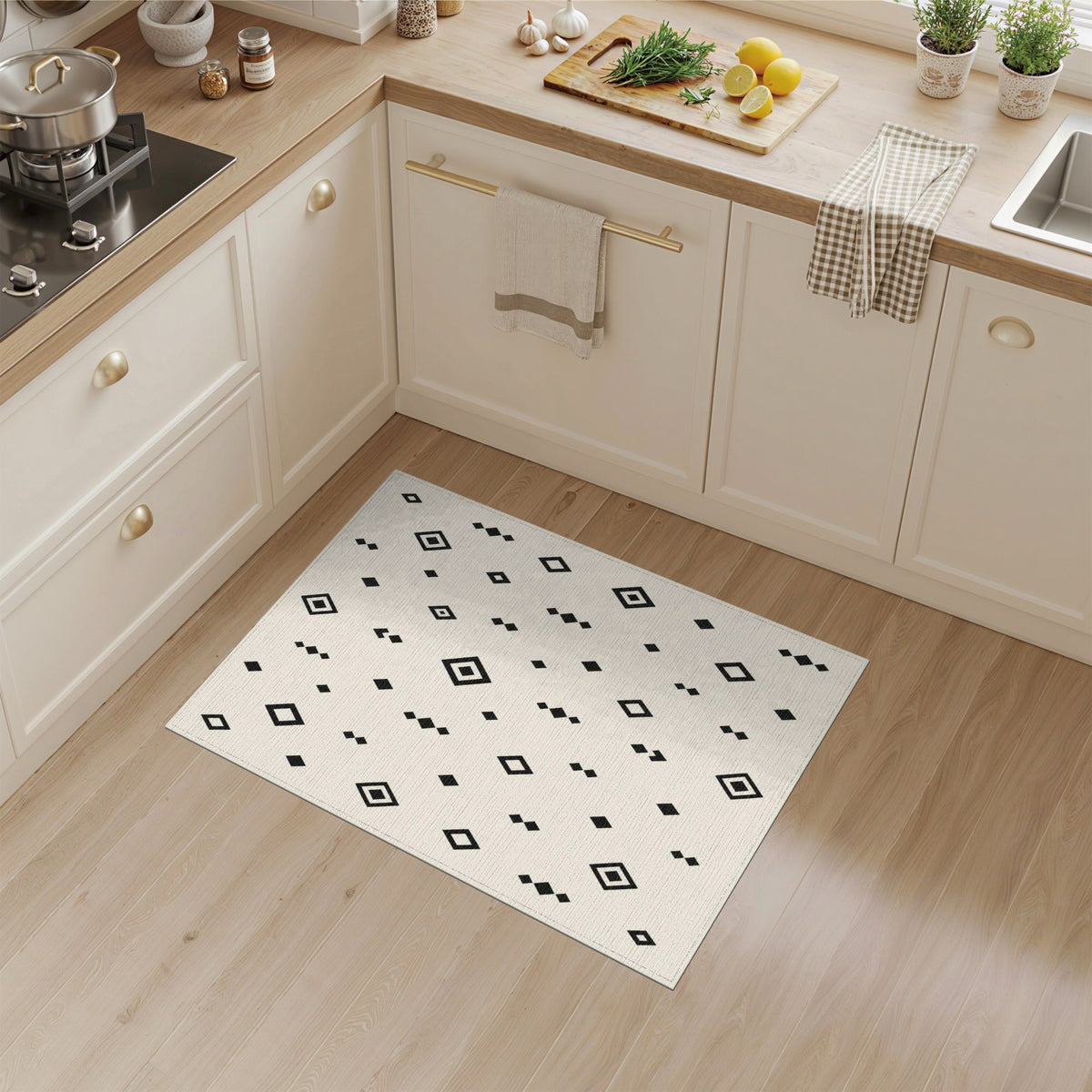 Geometric Modern Black Diamond Geometric Area Rug
