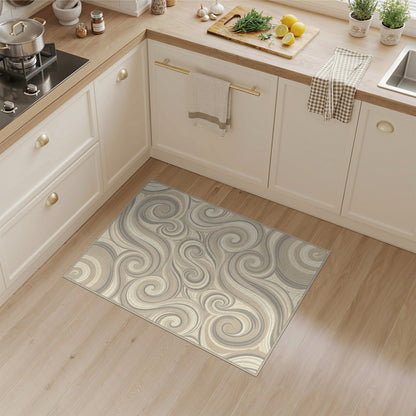 Swirl Beige and Neutral Beige Swirl Abstract Area Rug