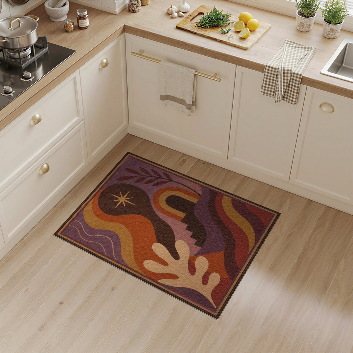 Abstract Purple Star Area Rug