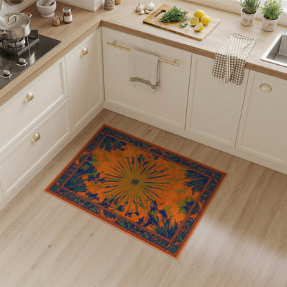 Orange Sunburst Palm Area Rug