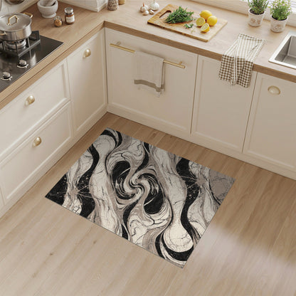Black and White Swirl Black White Abstract Swirl Area Rug