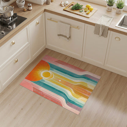 Vibrant Retro Sunburst Area Rug