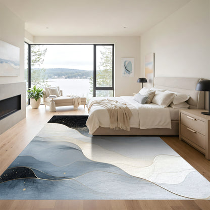 Starry Navy Gold Waves Rug