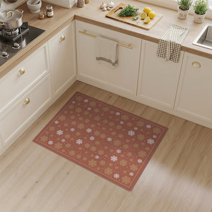 Red Snowflake Geometric Area Rug