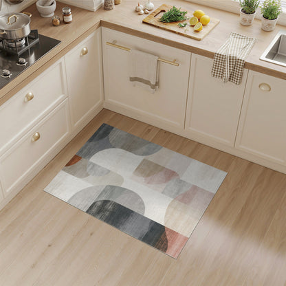 Abstract Neutral Washable Area Rug