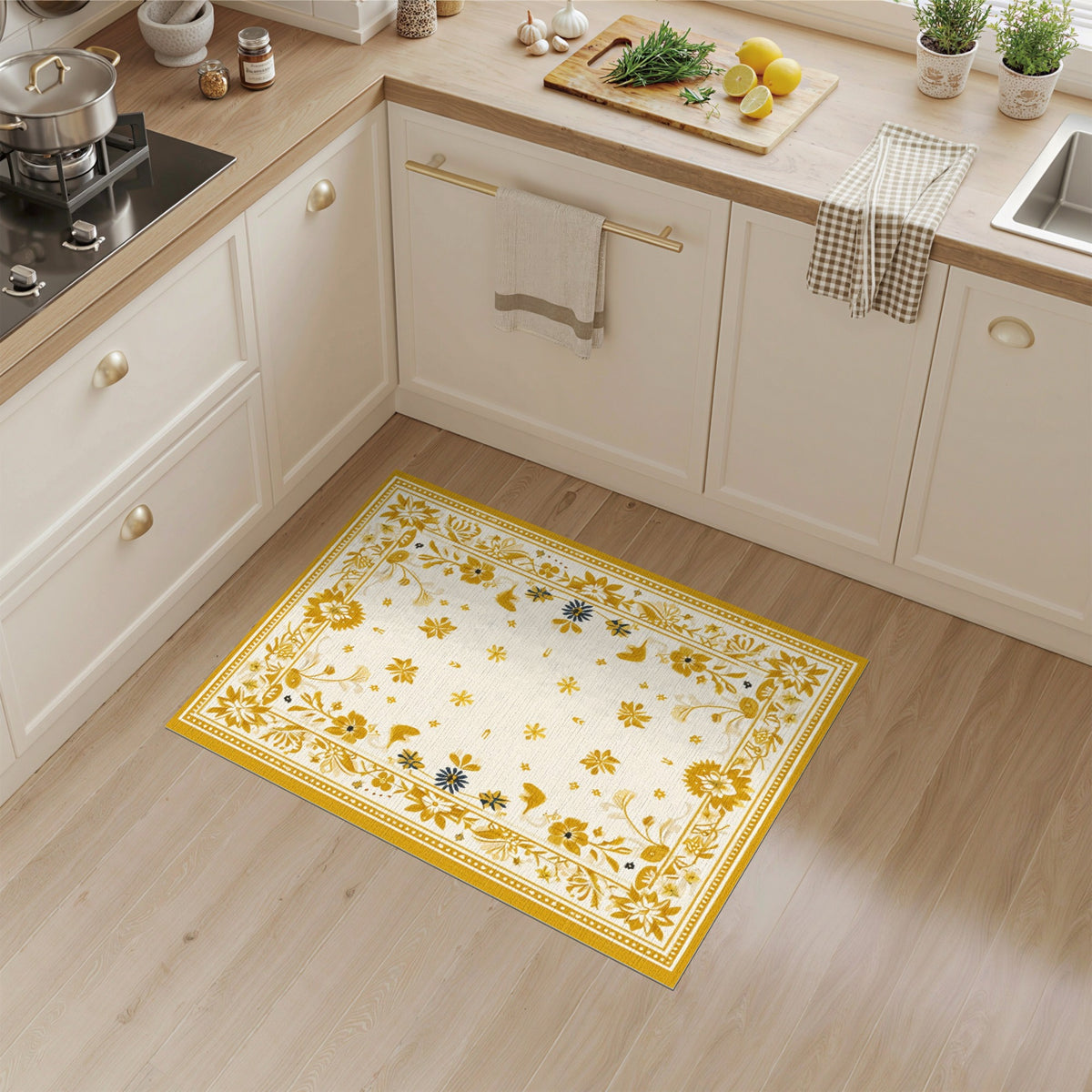 Yellow Floral Vintage No. 12 Area Rug