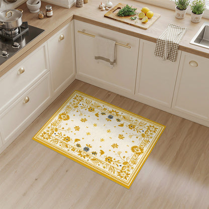 Yellow Floral Vintage No. 12 Area Rug