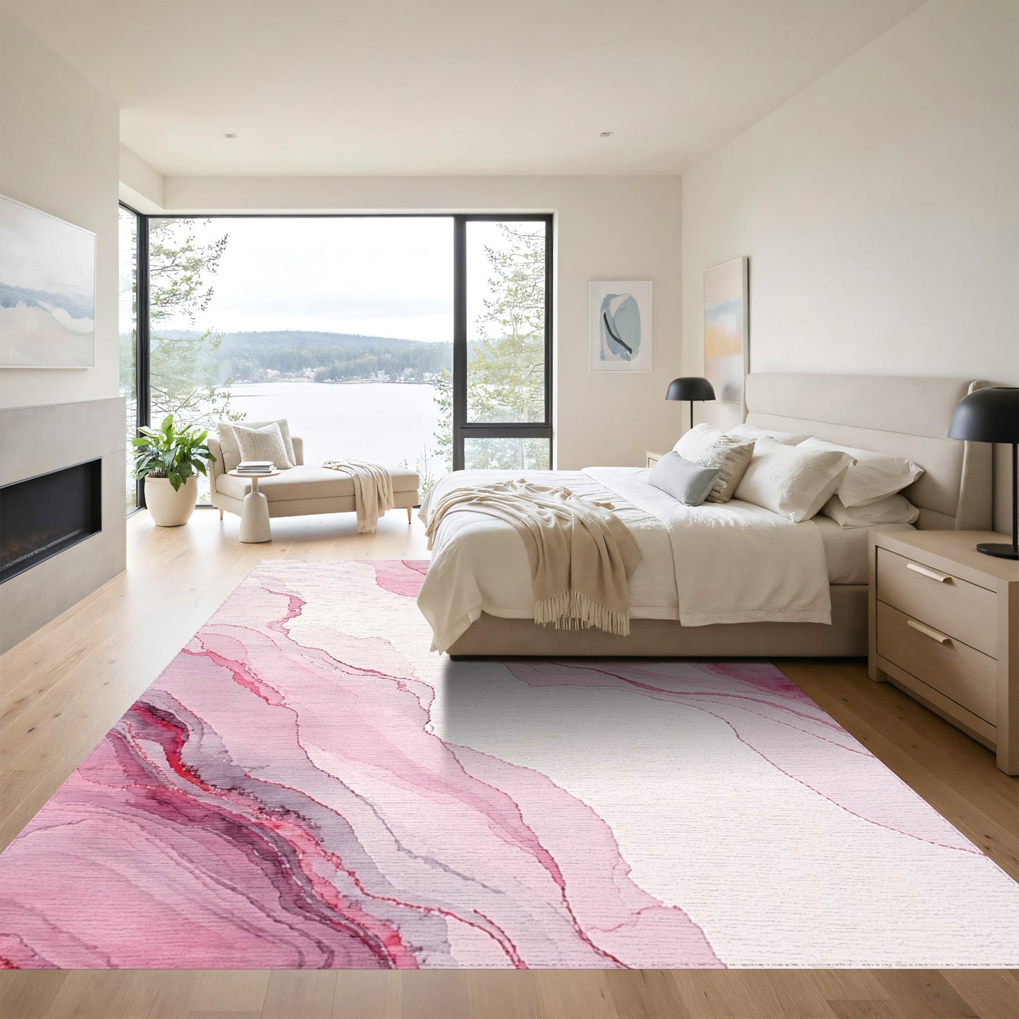 Blush Red Fluid Marble Rug