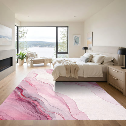 Blush Red Fluid Marble Rug