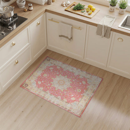 Pink Floral Vintage Medallion No. 10 Area Rug