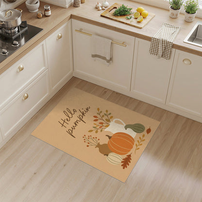 Brown and Tan Hello Pumpkin Rustic Area Rug