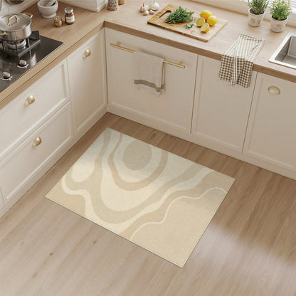 Beige Wavy Abstract Area Rug