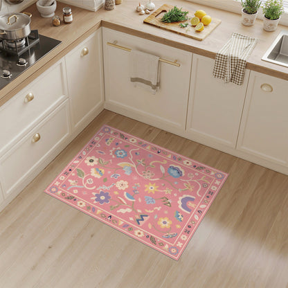 Pink Floral Vintage Area Rug