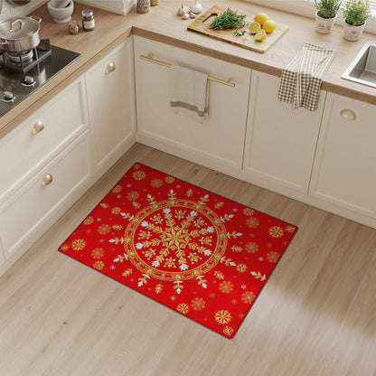 Red Gold Snowflake Medallion Area Rug