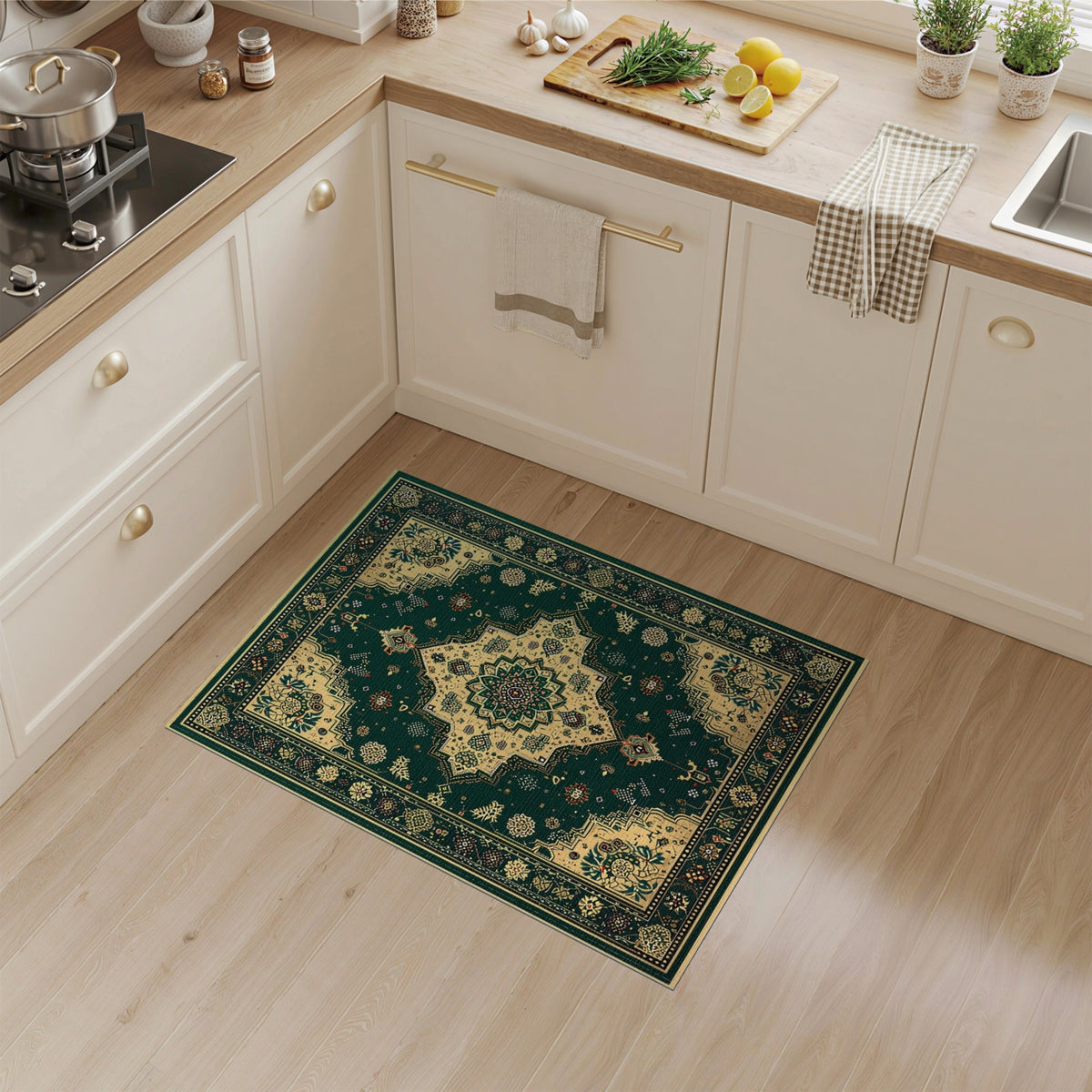 Medallion Traditional Persian Emerald Green Persian Medallion Area Rug