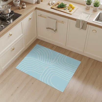 Light Blue Abstract Flow Area Rug