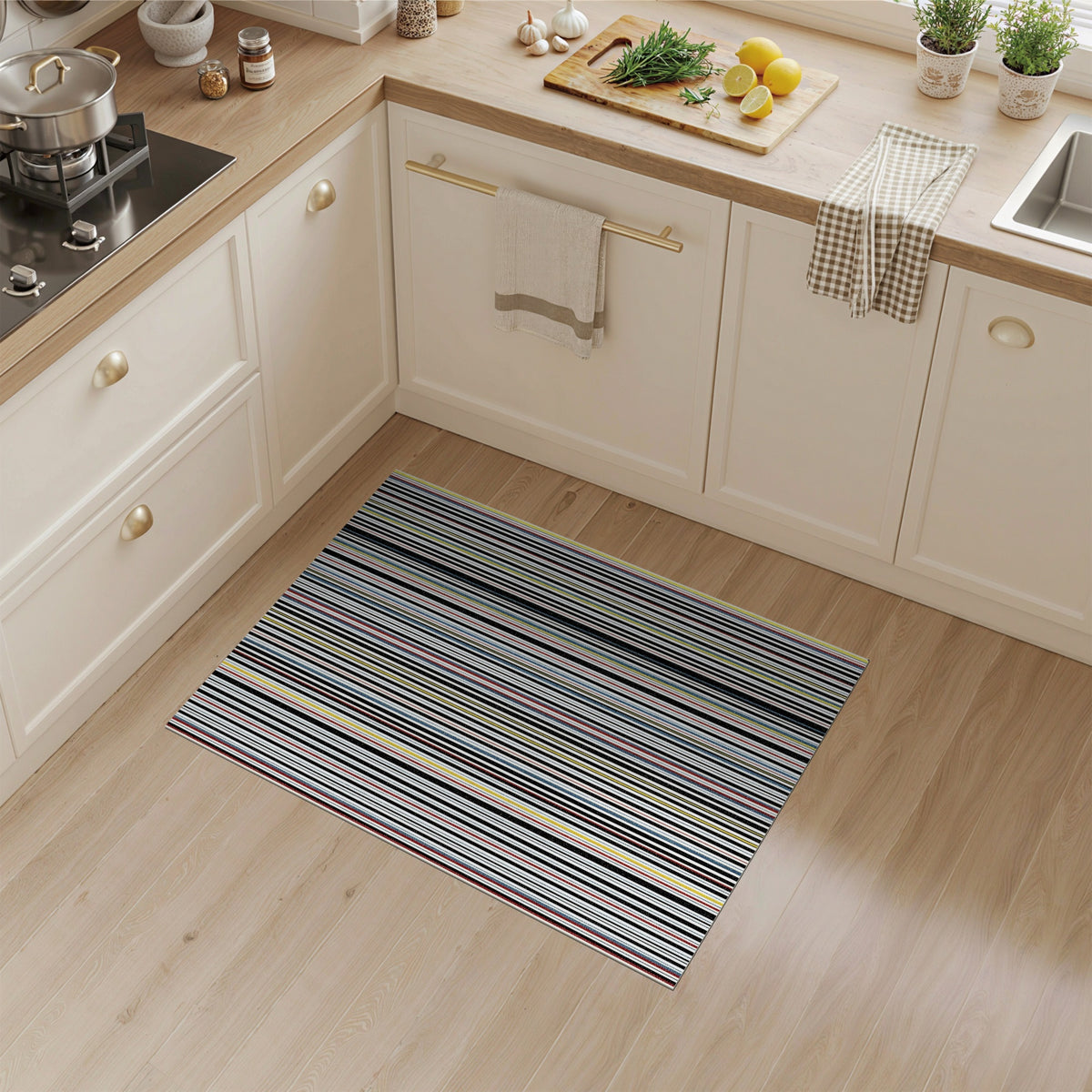 Multi-Color Vertical Stripe Washable Area Rug