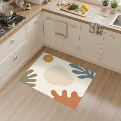 Abstract Beige Organic Shapes Abstract Area Rug