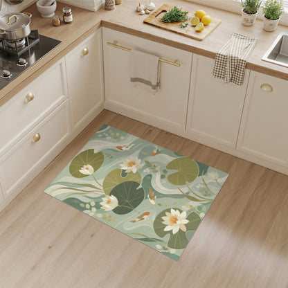 Lotus Koi Pond Washable Area Rug