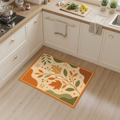 Autumn Orange Leaves Washable Area Rug