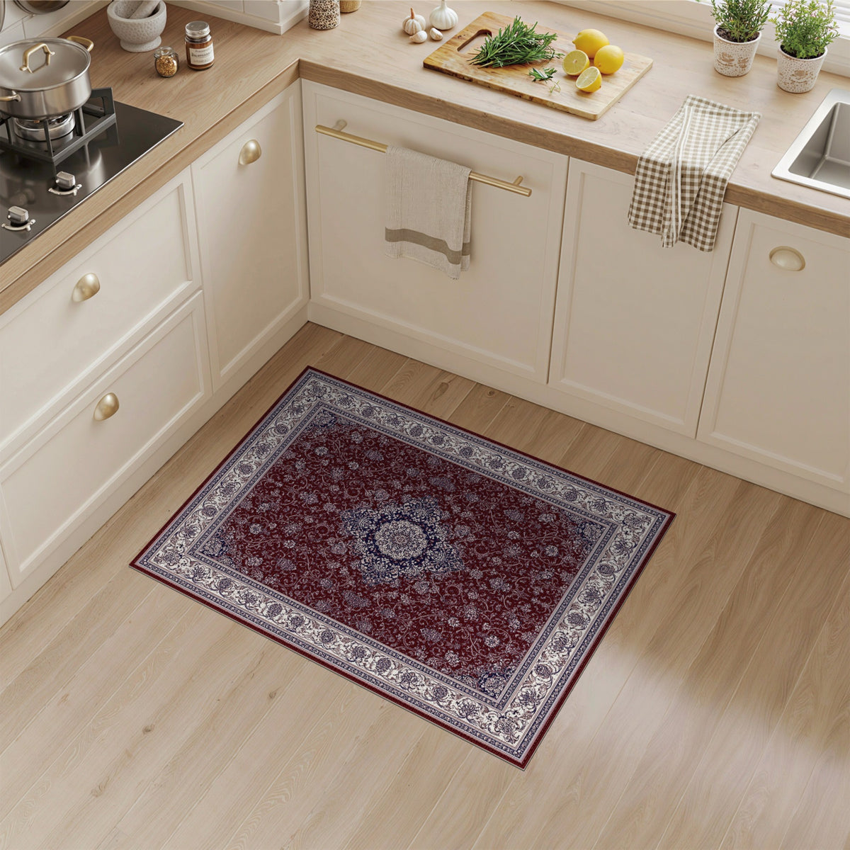 Red Traditional Persian Red Floral Medallion Traditional Persian Area Rug