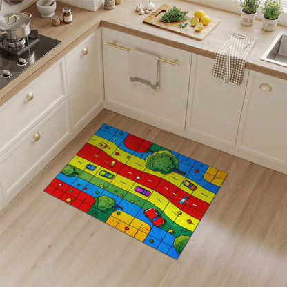 Multi-Color Kids Cartoon Traffic Area Rug