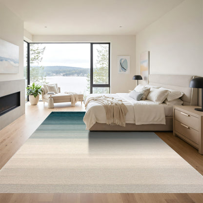 Teal Striped Ombre Gradient Rug