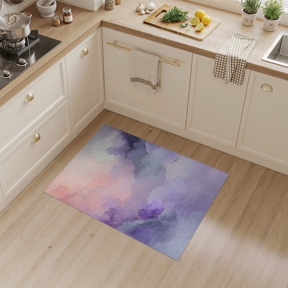 Purple Abstract Cloud Area Rug