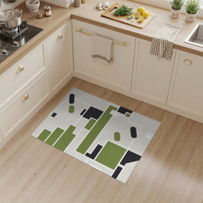 Green Geometric Abstract Area Rug