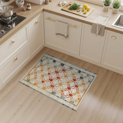 Modern Geometric Orange Teal Area Rug