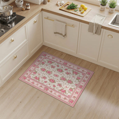 Pink Rose Floral Vintage No. 18 Area Rug