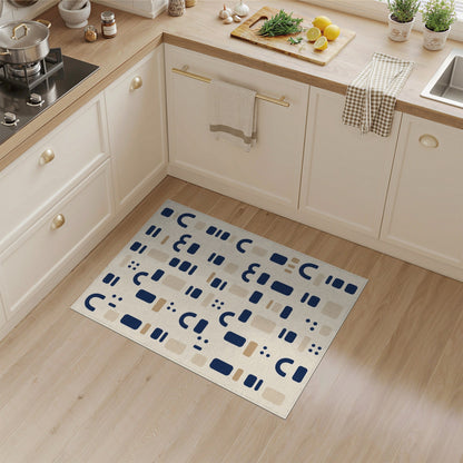 Blue and Teal Geometric Modern Navy Geometric Area Rug