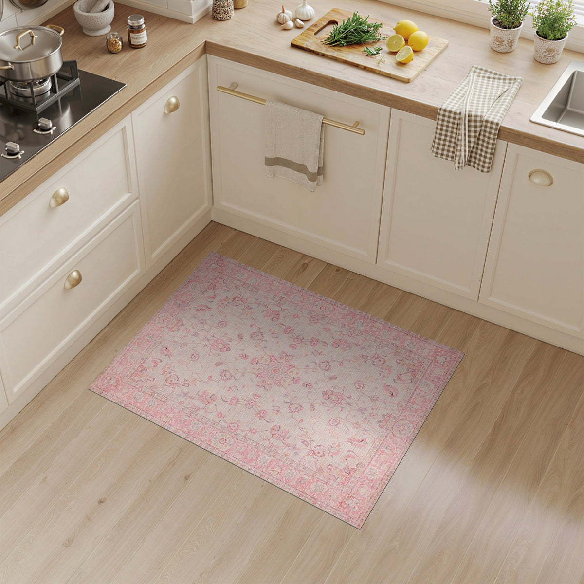 Blush Pink Floral Vintage No. 45 Area Rug