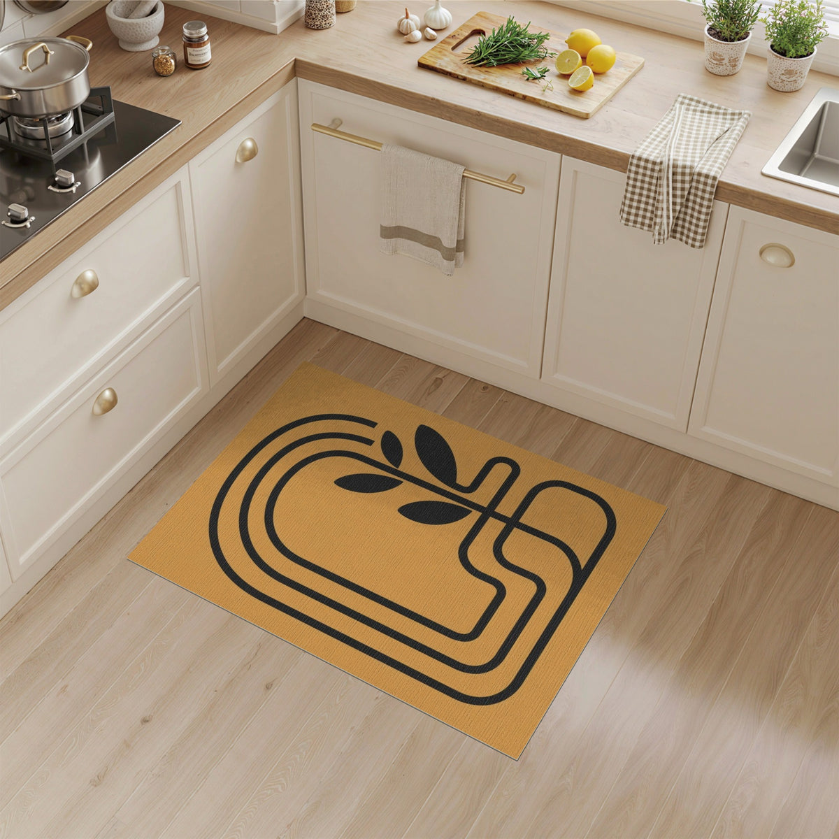 Orange Geometric Arch Plant Area Rug