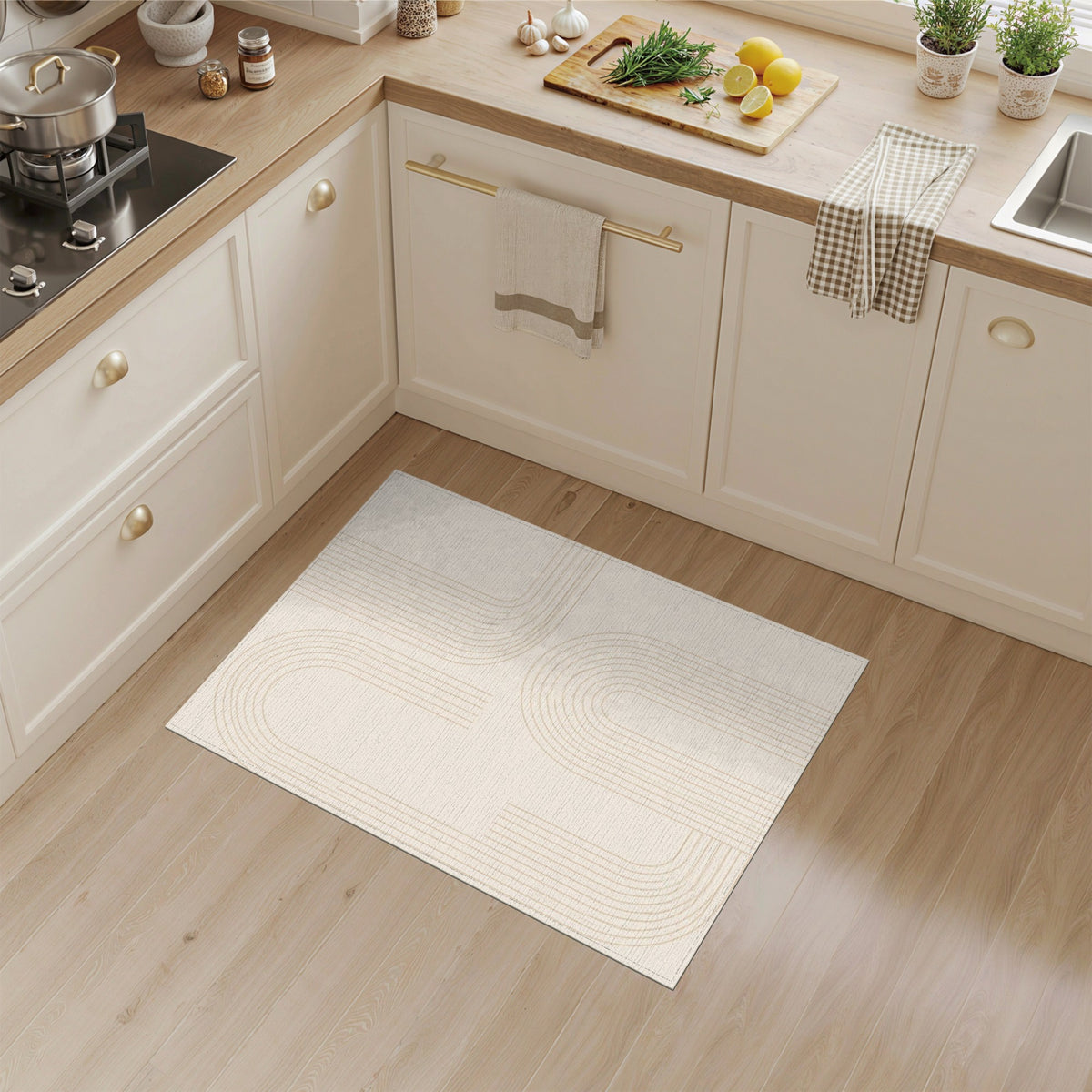Beige Geometric Arch Geometric Modern Area Rug
