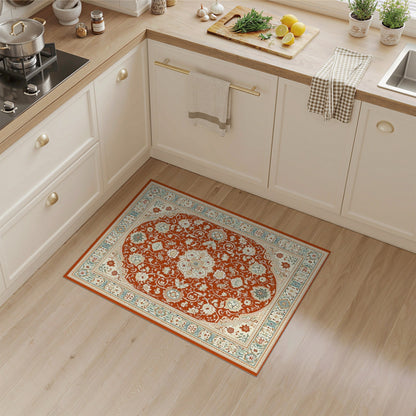 Red Persian Floral Medallion Area Rug