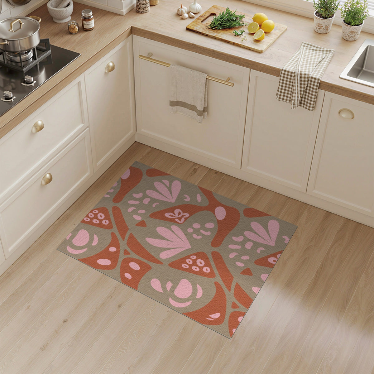 Abstract Brown Tan Area Rug