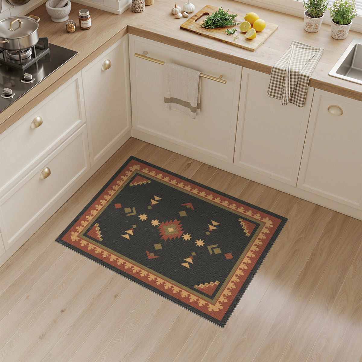 Southwestern Geometric Brown and Tan Area Rug