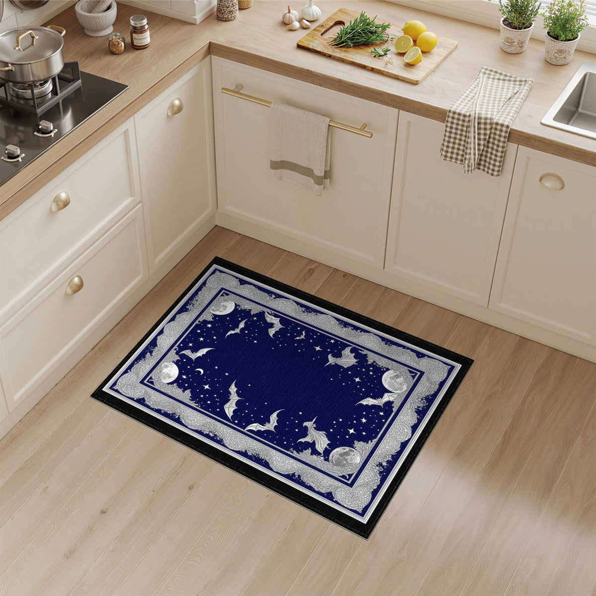 Midnight Witch Bat Celestial Area Rug