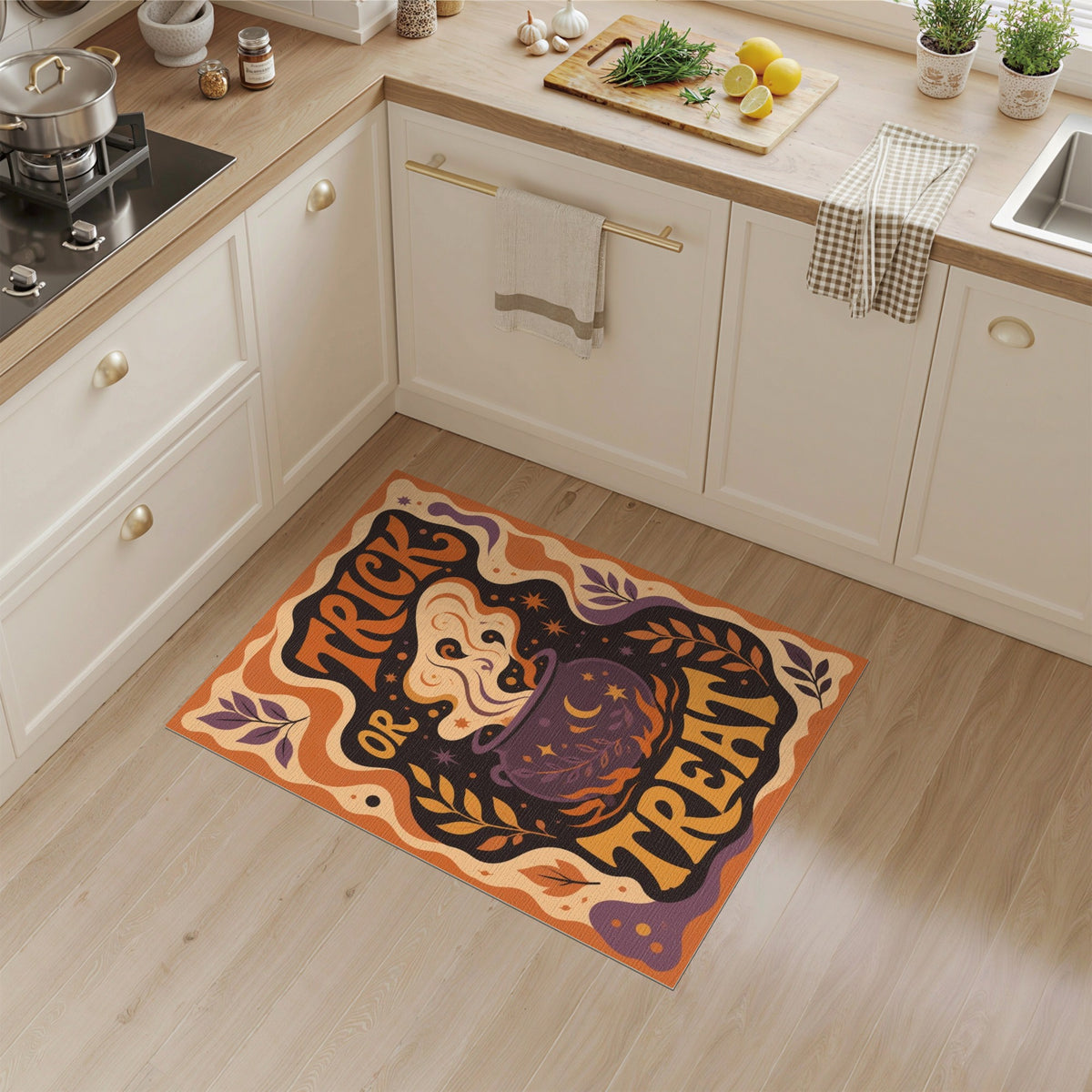 Trick or Treat Cauldron Halloween Area Rug