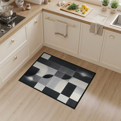 Washable Geometric Modern Black White Geometric Washable Area Rug