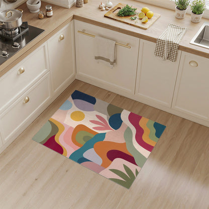Abstract Area Vibrant Abstract Wave Multi-Color Area Rug