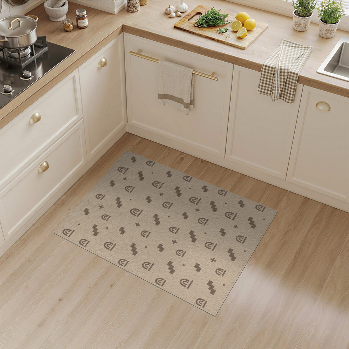 Beige Geometric Arch and Step Area Rug