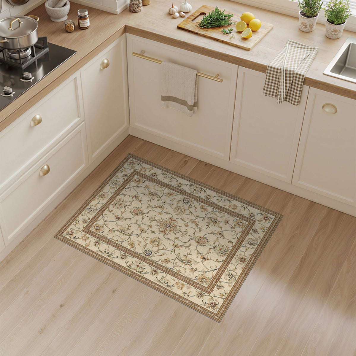 Beige Floral Vintage No. 72 Area Rug