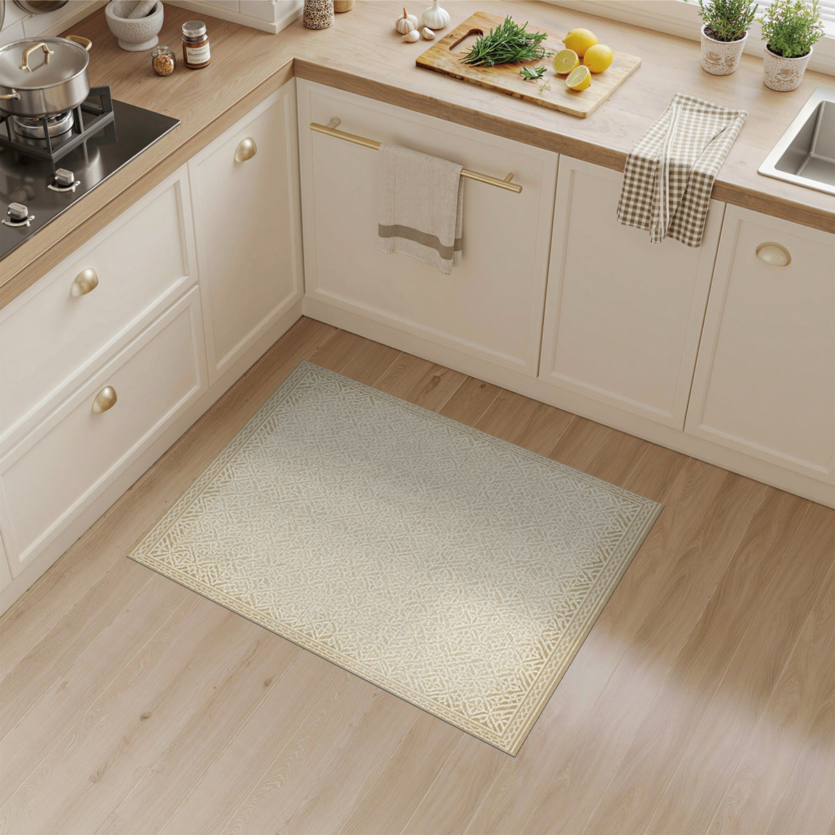 Beige Traditional Persian Beige and Neutral Area Rug