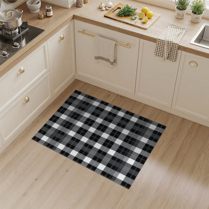 Geometric Modern Black White Checkered Geometric Rug