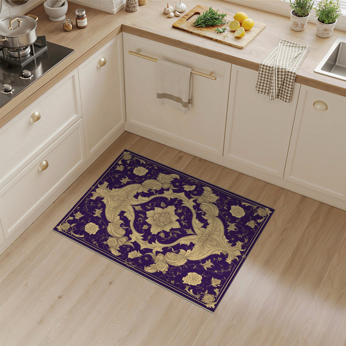 Purple Floral Vintage Area Rug