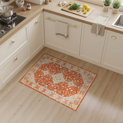 Floral Orange Persian Floral Medallion Area Rug