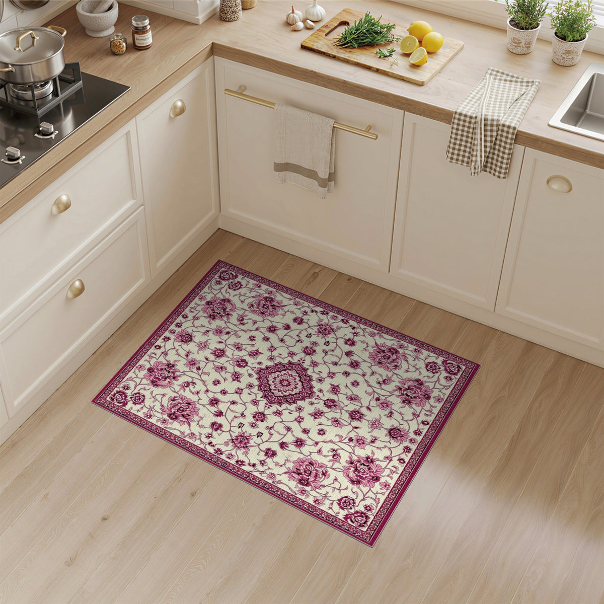 Pink Floral Medallion Vintage No. 10 Area Rug
