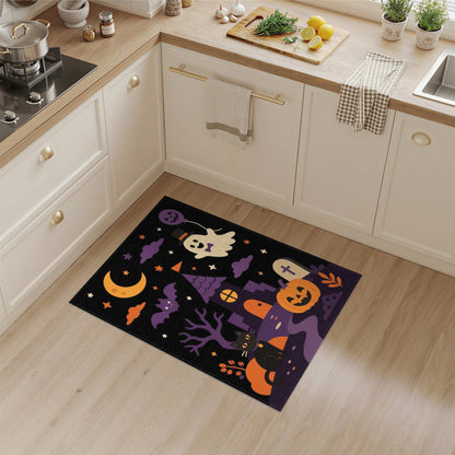 Cute Halloween Ghost Cat Kids Cartoon Area Rug